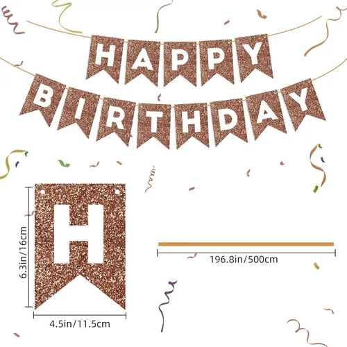 Miniatura 4 de Cartel de feliz cumpleaños marrón para telón de fondo, decoración de fiesta de cumpleaños marrón para niños y niñas, guirnalda de feliz cumpleaños