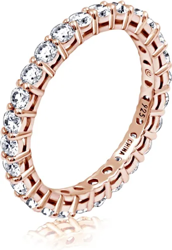 Miniatura 9 de Amazon Essentials Anillo de plata de ley chapada en platino o oro con circonita cúbica redonda de elementos infinitos