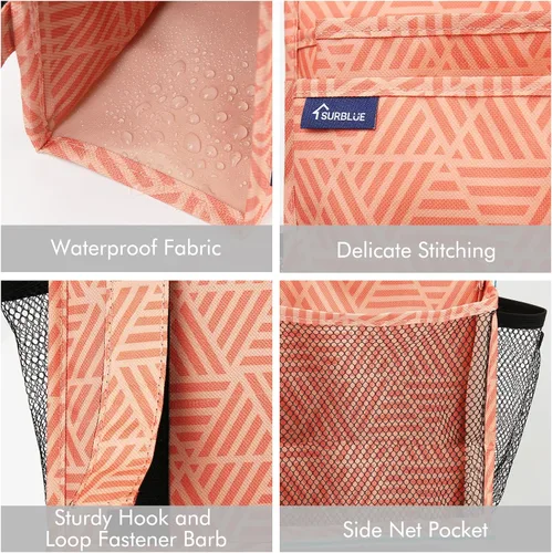 Miniatura 4 de Surblue Organizador colgante para mesita de noche, bolsa de almacenamiento con bolsillo para litera, hospital, dormitorios universitarios, rieles