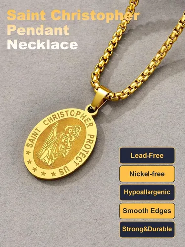 Miniatura 210 de U7 Saint Benedict/Michael Medal Necklace, 316L Stainless Steel Virgin Mary Necklace for Men Women, Bible Verse Protection Necklace Catholic
