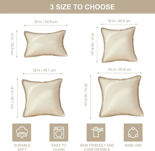 Miniatura 6 de FY FIBER HOUSE Paquete de 2 fundas de almohada decorativas de granja, lino sintético de arpillera con bordes a medida, fundas de cojín para sofá