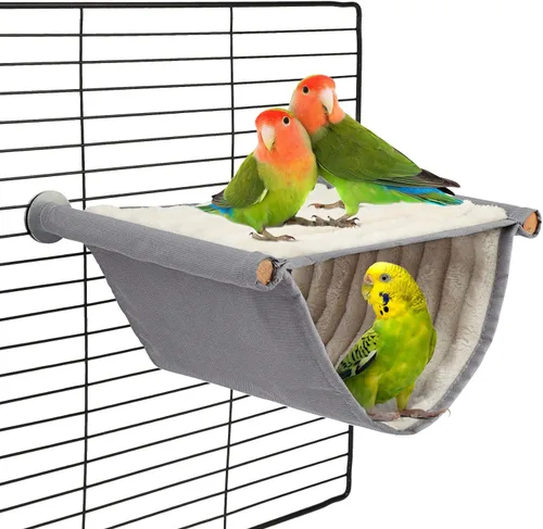 Miniatura 8 de BWOGUE Cama nido hamaca colgante cálida de invierno para pájaros, cabaña para acurrucarse, casa tienda juguete de loro, percha de jaula de pájaros