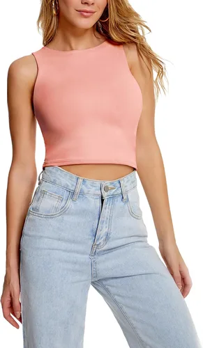 Paquete de 3 camisetas cortas sin mangas con espalda cruzada halter recortadas sexy básica para mujer