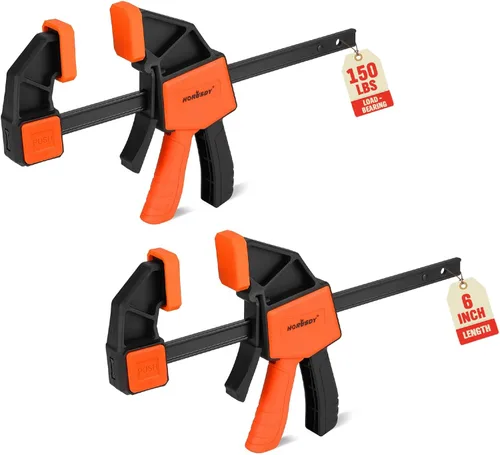 Miniatura 13 de HORUSDY Paquete de 6 abrazaderas de madera para carpintería, abrazaderas de barra de 12 y 6 pulgadas, juegos de abrazaderas de trabajo de madera