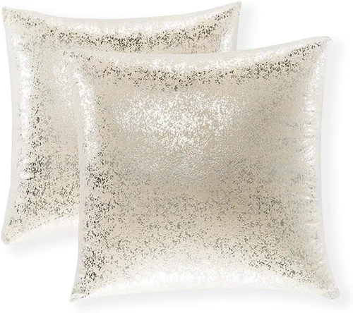 Miniatura 42 de Xinrjojo Juego de 2 almohadas brillantes en negro y dorado, almohadas suaves y brillantes decorativas, juego de fundas de almohada cuadradas negras