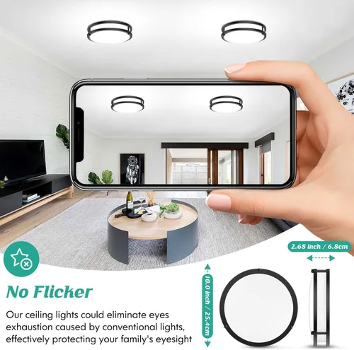 Miniatura 6 de Lámpara de techo empotrada negra, 30 W, 4000 lm, 5CCT, regulable, accesorio de lámpara de techo LED, 2700 K/3000 K/4000 K/5000 K/6500 K, ajustable