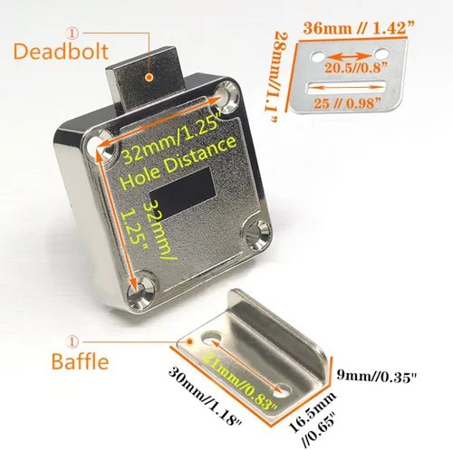 Miniatura 5 de Cerradura de seguridad pesada para armario con llaves (con llave similar), puerta doble individual, uso general, se adapta a paneles de madera