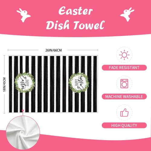 Miniatura 8 de ARKENY Juego de 2 toallas de cocina de Pascua, 18 x 26 pulgadas, ultra absorbentes, paño de secado de barra, feliz Pascua, color verde
