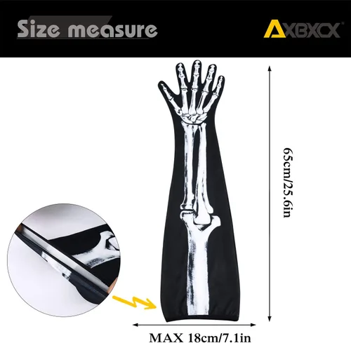 Miniatura 4 de AXBXCX Guantes de esqueleto de dedo completo para muñeca, guantes de baile largos de Halloween