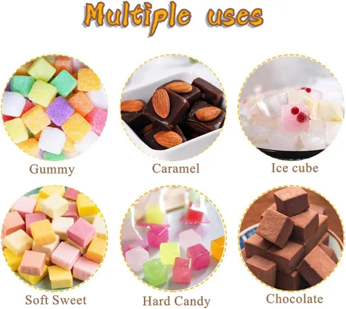Miniatura 7 de JOERSH Moldes cuadrados de silicona para caramelos duros, gomitas, caramelos, chocolate, ganache, cubitos de hielo, 252 cavidades