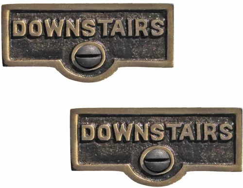 Miniatura 5 de Placa de interruptor de suministro para renovadores, placa de pared con acabado de latón "Downstairs