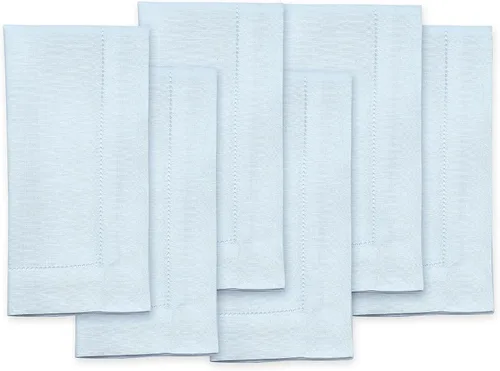 Miniatura 30 de Solino Home Juego de 4 manteles individuales de lino – Manteles individuales clásicos con vainica azul cielo de 14 x 19 pulgadas – manteles 09: Azul