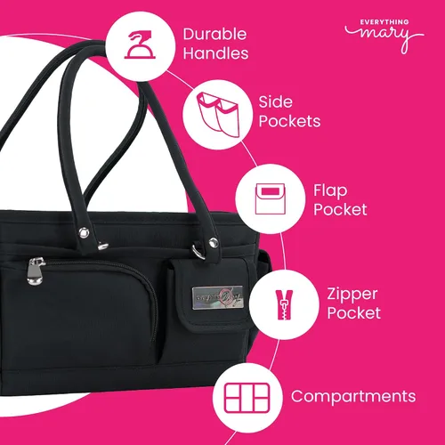 Miniatura 2 de Everything Mary Junior Deluxe Store & Tote Organizer - Bolso negro para manualidades con asas, organizador de almacenamiento plegable para álbumes