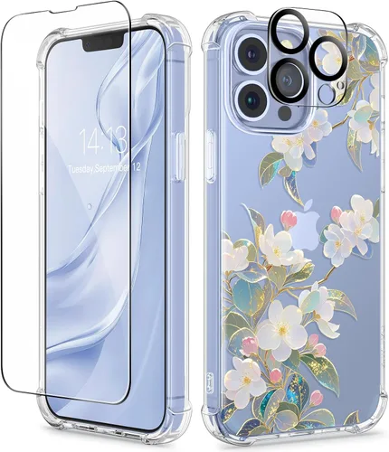 Miniatura 101 de GVIEWIN - Funda floral para iPhone 14 de 6.1 pulgadas, protector de pantalla + protector de lente de cámara, no se amarillenta, a prueba de golpes