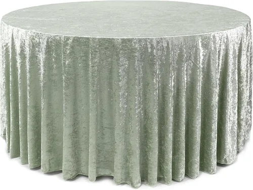 Miniatura 21 de YOUR CHAIR COVERS - Mantel redondo de terciopelo triturado de 120 pulgadas para mesas redondas de 5 pies - Azul polvoriento Azul empolvado