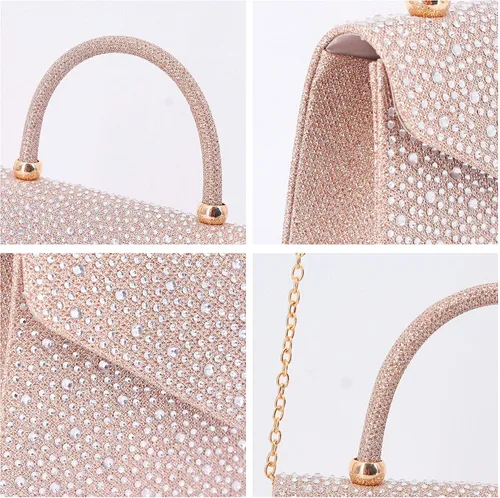 Miniatura 7 de Naimo Bolso de mano de cristal brillante con asa superior bolso de hombro cruzado para boda fiesta novia