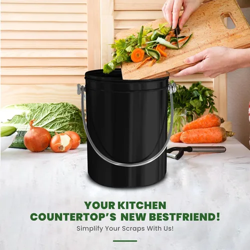 Miniatura 6 de Utopia Kitchen Cubo de compostaje para encimera de cocina, cubo de compostaje de 1.3 galones para cocina con tapa, incluye 1 filtro de carbón