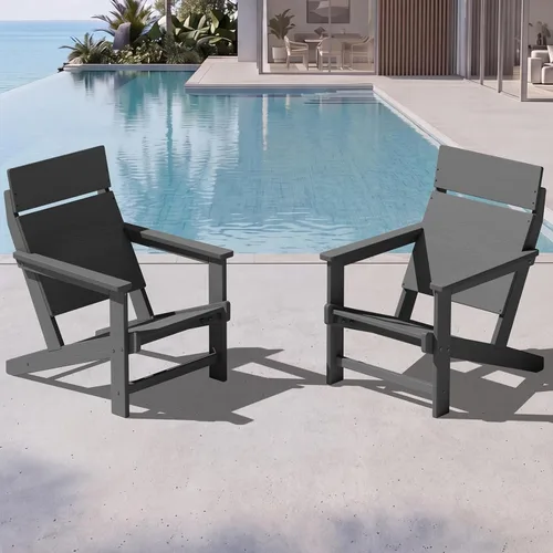 Miniatura 13 de SERWALL Sillas Adirondack modernas, sillas Adirondack HDPE sin tablas, respaldo sólido sillas de plástico para exteriores, textura similar a