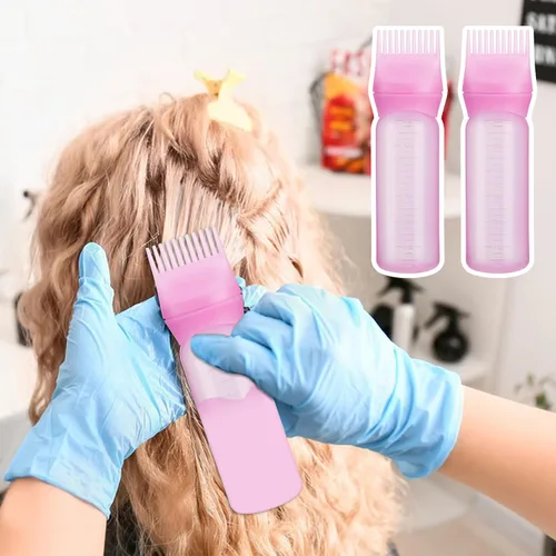 Miniatura 7 de Pimoys Paquete de 2 Botellas Aplicadoras de Peine para Raíces, Aplicador de Aceite de 6 Onzas para Tinte de Cabello, Aplicador de Aceite