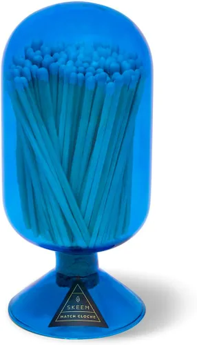 Miniatura 14 de Skeem Azura - Frasco de cloche para fósforos en vidrio azul de boticario, fósforos con punta plateada – Regalo perfecto y elegante accesorio