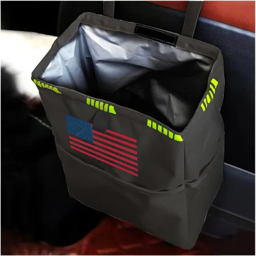 Miniatura 9 de Fekey&JF Bote de basura colgante para coche con bolsillos de almacenamiento, bolsa de basura impermeable y a prueba de fugas Oxford para automóvil