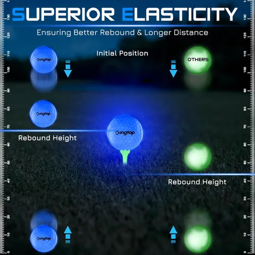 Miniatura 5 de KINGTOP Upgraded Glow in The Dark Golf Balls - Super Bright Light Up LED Golf Ball - with Glow Golf Tees and Storage Bag - Fun Night Golfing Gift