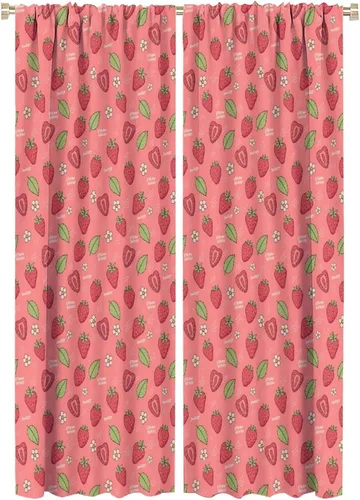 Miniatura 19 de Cortinas bohemias con diseño de fresas, bonitas cortinas bohemias con bolsillo para barra de fruta, tratamiento de ventana para cocina, sala