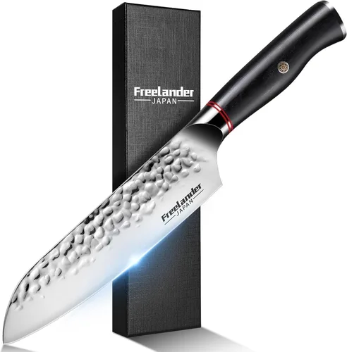 Miniatura 14 de Freelander Juego de 4 cuchillos para pizza con cuchillas afiladas de acero inoxidable, diseño forjado de espiga completa, mango ergonómico