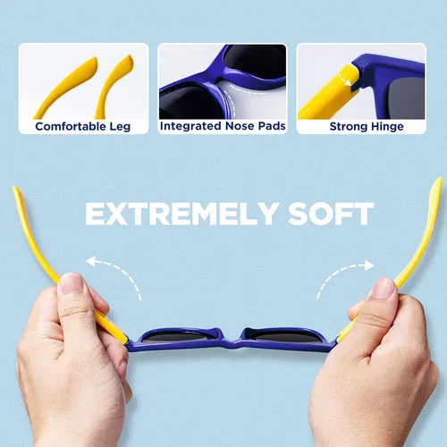 Miniatura 4 de Lentes de sol de goma Rivbos RBK004, flexibles, para niños lentes para bebés y niños de 3-10 (vidrio espejado disponible).