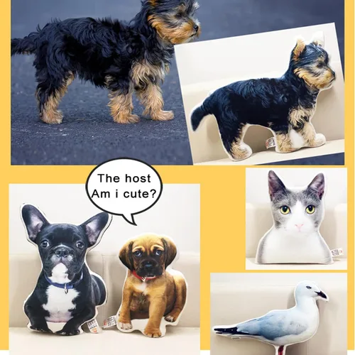 Miniatura 2 de Almohada personalizada para mascotas con foto, almohada personalizada con forma de cara de perro y gato, impresión 3D, almohada para mascotas, C-14