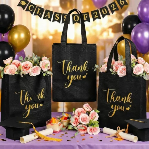 Miniatura 3 de Sweetude 30 Bolsas de Regalo de Agradecimiento con Asas al Por Mayor Reutilizables Bolsa de Dulces No Tejida Plegable Bolso de Mano para Regalos