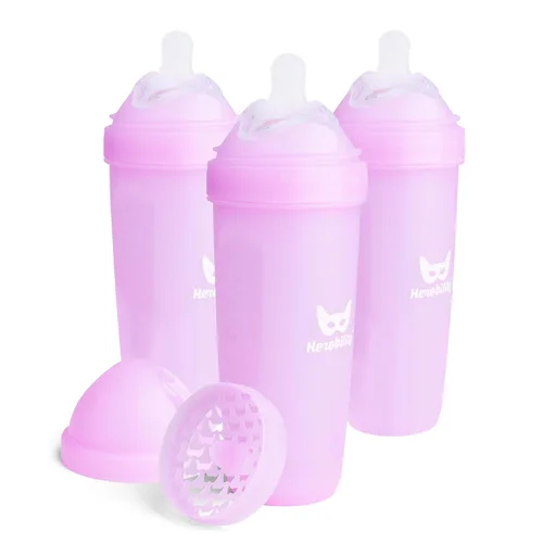 Miniatura 17 de Herobility - Biberones dobles anticólicos para bebé – 240 ml/8.5 fl oz – paquete de 3 – Melocotón A7) Melocotón