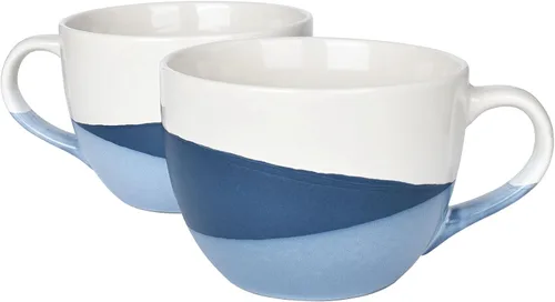 Bosmarlin Juego de 2 tazas grandes de cerámica para café con leche, tazas de sopa jumbo para oficina y hogar, 18 onzas, aptas para lavavajillas y