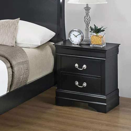 Miniatura 2 de Coaster Furniture Louis Philippe - Mesita de noche negra con 2 cajones, 21.5 pulgadas de profundidad x 15.75 pulgadas de ancho x 23.75 pulgadas