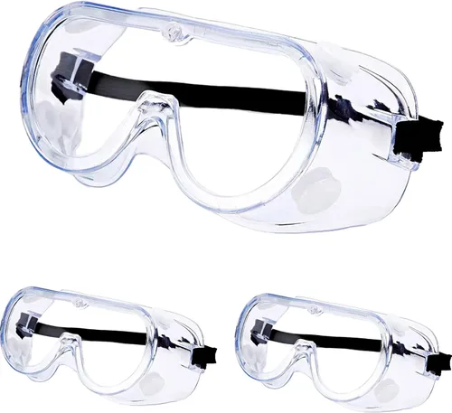 Miniatura 7 de Paquete de 3 gafas de seguridad antivaho ajustables para protección ocular contra salpicaduras ajustables para laboratorios, trabajadores