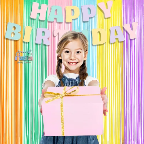 Miniatura 2 de GREATRIL - Fondo de fiesta con cortina de oropel en tonos pastel, cortina de flecos de papel aluminio para cabina de fotos y cumpleaños, Pascua