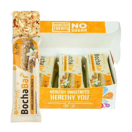 BochaSweet Keto Protein Bar - Barra de vainilla y almendra, 0.71 oz de colágeno alimentado con hierba, baja en carbohidratos, apta para dieta