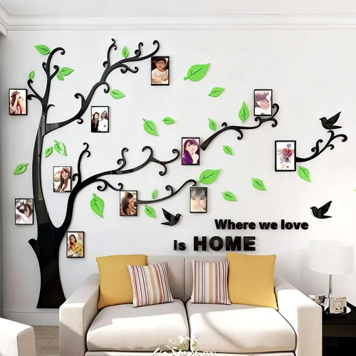 Miniatura 10 de Calcomanías de pared de árbol 3D - DIY, calcomanías de marcos de fotos y árbol de pared, marcos para fotos familiares, murales con calcomanías