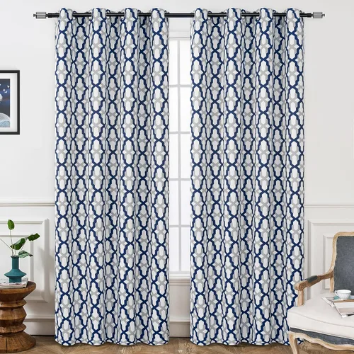 Miniatura 14 de DriftAway Mason - Cortinas térmicas opacas con ojales para ventanas, diseño geométrico de enrejado, 2 paneles, cada uno de 52 pulgadas por 63 Gris