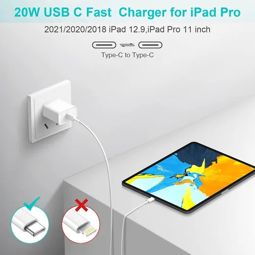 Miniatura 2 de Cargador rápido para iPad, cargador de iPad Pro de 20 W con cable de carga de 10 pies para iPhone 17/17 Pro/17 Air/16, iPad A16/10th, iPad Air 13/11