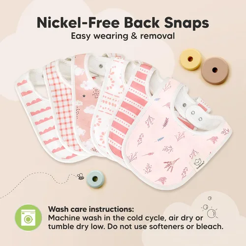 Miniatura 9 de Paquete de 8 baberos orgánicos para bebés, para niñas y niños, baberos de dentición para niños y niñas, baberos para recién nacidos (dulce encanto)