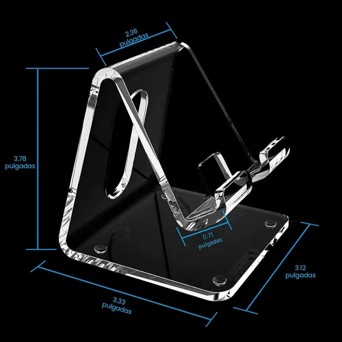 Miniatura 4 de Crpich Soporte acrílico para teléfono celular, soporte portátil transparente para teléfono para escritorio, compatible con Phone16 15 14 13 Pro Max