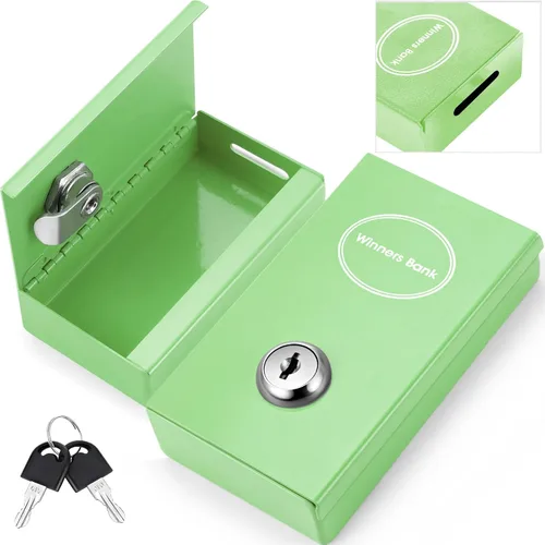 Miniatura 11 de Reallnaive 1 Paquete Caja de Metal para Apostadores Tamaño de Bolsillo Banco Ganador Caja de Dinero de Casino con 2 Llaves Caja Fuerte Portátil