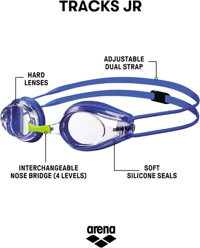 Miniatura 2 de ARENA Tracks Gafas de natación unisex para niños y jóvenes, para carreras esenciales, antiempañamiento, con revestimiento, lente no reflectante