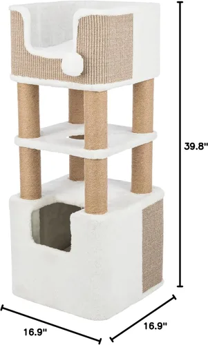 Miniatura 8 de Trixie Lucano - Árbol para gatos de 39.8 pulgadas, muebles de interior para gatos con postes rascadores de yute, condominio cubierto de sisal y Gris