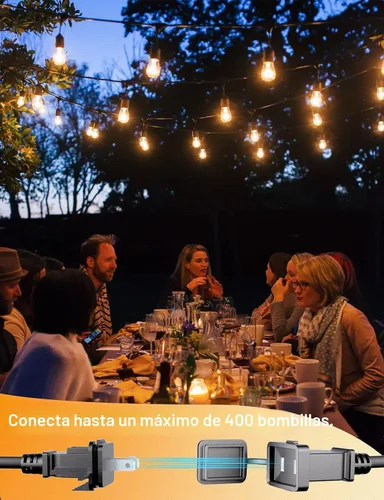 Miniatura 5 de Svater Cadena de luces LED para exteriores de 50 pies, luces de patio con 16 bombillas S14 inastillables, 1 vatio, E26, regulable, 2700 K, blanco