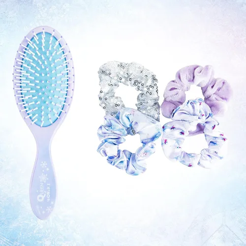 Miniatura 9 de Frozen Princess Elsa - Juego de 5 piezas de accesorios para el cabello, 1 cepillo regular de 9 pulgadas y 4 coleteros de Frozen - Cepillo Accesorios