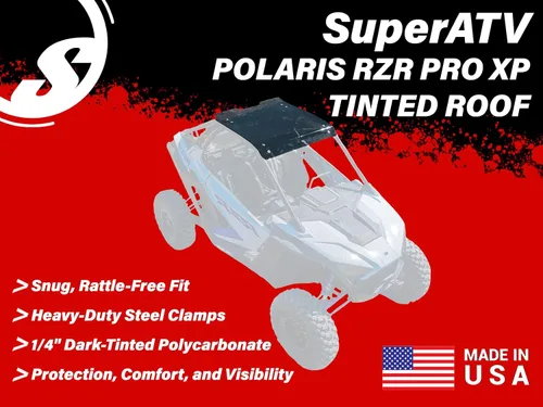 Miniatura 2 de SuperATV Techo teñido oscuro para Polaris RZR PRO XP/Turbo R/PRO S 2020+ 2020+ 2 plazas Visibilidad total y conciencia Las abrazaderas