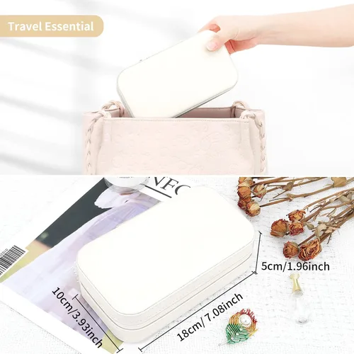 Miniatura 5 de DesignSter Joyero de viaje, estuche portátil de piel sintética, pequeñas cajas de joyería para regalos, organizador de joyas de viaje para mujeres