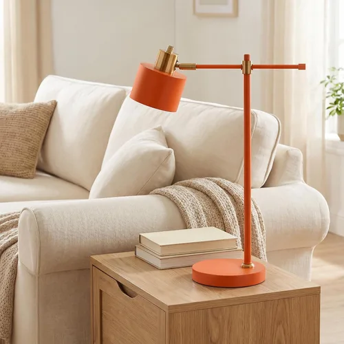 Miniatura 3 de OYEARS Lámpara de escritorio moderna de 22.2 pulgadas, lámpara de mesa de metal con bombilla LED, lámparas de lectura ajustables para sala de estar